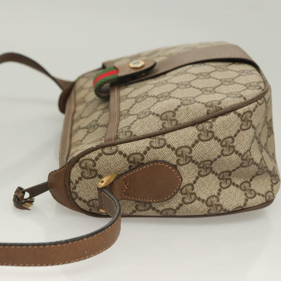 GUCCI GG Supreme Web Sherry Line Tasche PVC Beige Gold 89 02 032 Auth 128996