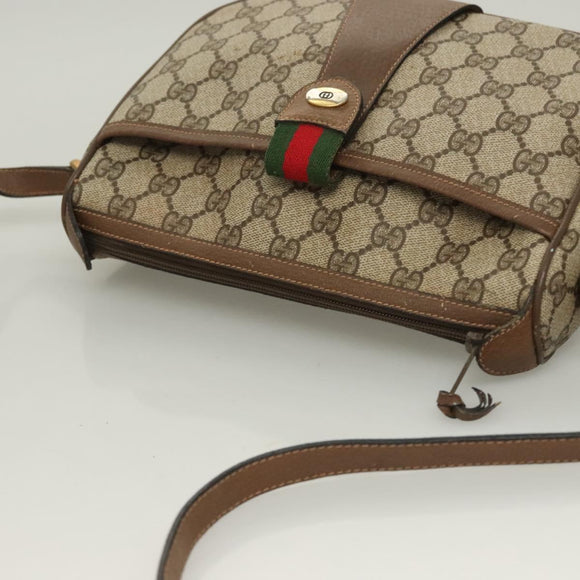 GUCCI GG Supreme Web Sherry Line Tasche PVC Beige Gold 89 02 032 Auth 128996