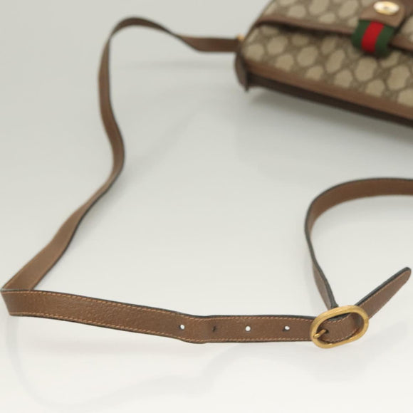 GUCCI GG Supreme Web Sherry Line Bag PVC Beige Gold 89 02 032 Auth 128996