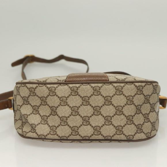 GUCCI GG Supreme Web Sherry Line Bag PVC Beige Gold 89 02 032 Auth 128996