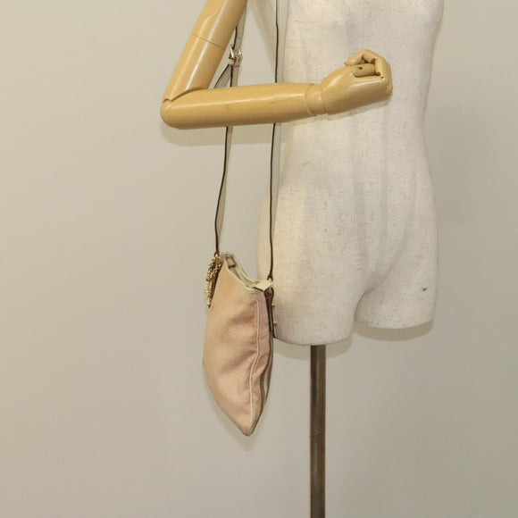 GUCCI GG Canvas Sherry Line Shoulder Bag Pink Gold Auth 128997