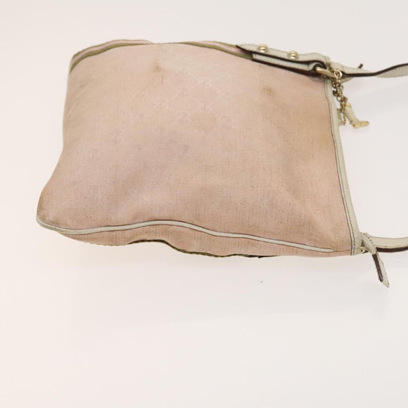 GUCCI GG Canvas Sherry Line Shoulder Bag Pink Gold Auth 128997