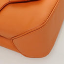 Salvatore Ferragamo Vera Shoulder Bag Enamel Orange Silver Auth 128998-9