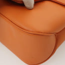 Salvatore Ferragamo Vera Shoulder Bag Enamel Orange Silver Auth 128998-14