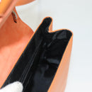 Salvatore Ferragamo Vera Shoulder Bag Enamel Orange Silver Auth 128998-18