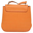 Salvatore Ferragamo Vera Shoulder Bag Enamel Orange Silver Auth 128998-2