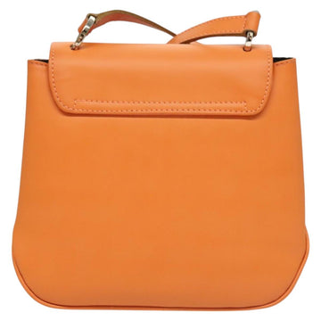 Salvatore Ferragamo Vera Shoulder Bag Enamel Orange Silver Auth 128998 - 0