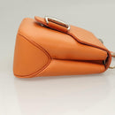 Salvatore Ferragamo Vera Shoulder Bag Enamel Orange Silver Auth 128998-3