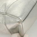 CELINE Tote Bag Leather Silver Auth 129002-9