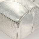 CELINE Tote Bag Leather Silver Auth 129002-11