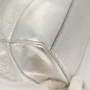 CELINE Tote Bag Leather Silver Auth 129002-15