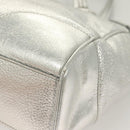 CELINE Tote Bag Leather Silver Auth 129002-16