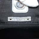 CELINE Tote Bag Leather Silver Auth 129002-17