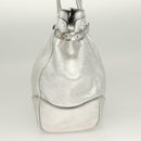 CELINE Tote Bag Leather Silver Auth 129002-3