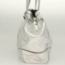 CELINE Tote Bag Leather Silver Auth 129002-4