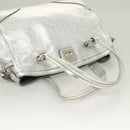 CELINE Tote Bag Leather Silver Auth 129002-6