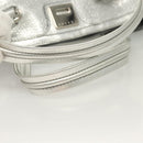 CELINE Tote Bag Leather Silver Auth 129002-7