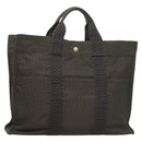 HERMES Her Line MM Hand Bag Canvas Gray Auth 129004-1