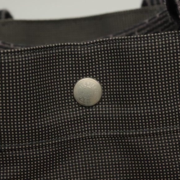 HERMES Her Line MM Hand Bag Canvas Gray Auth 129004
