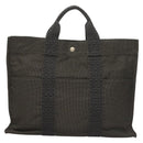 HERMES Her Line MM Hand Bag Canvas Gray Auth 129004-13