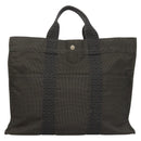 HERMES Her Line MM Hand Bag Canvas Gray Auth 129004-2