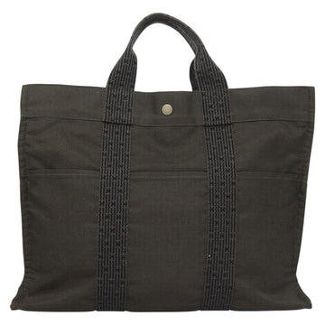 HERMES Her Line MM Hand Bag Canvas Gray Auth 129004 - 0