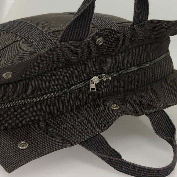 HERMES Her Line MM Hand Bag Canvas Gray Auth 129004