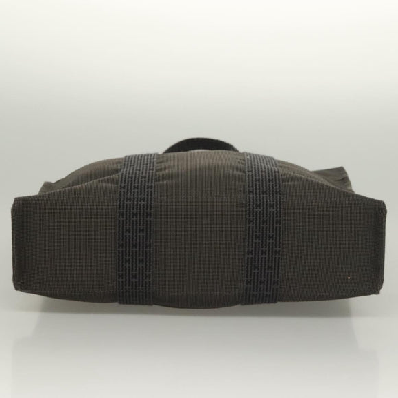 HERMES Her Line MM Hand Bag Canvas Gray Auth 129004