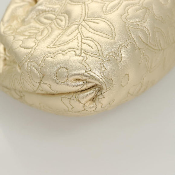 BALLY Shoulder Bag Leather Champagne Gold Auth 129006