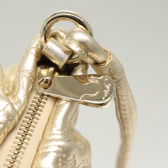 BALLY Shoulder Bag Leather Champagne Gold Auth 129006