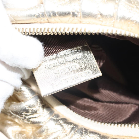 BALLY Shoulder Bag Leather Champagne Gold Auth 129006