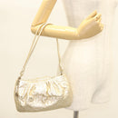 BALLY Shoulder Bag Leather Champagne Gold Auth 129006-22
