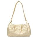 BALLY Shoulder Bag Leather Champagne Gold Auth 129006-2