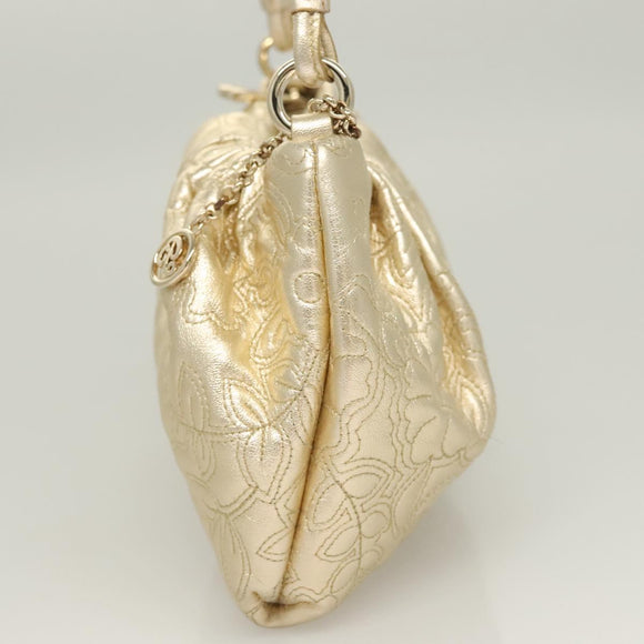 BALLY Shoulder Bag Leather Champagne Gold Auth 129006