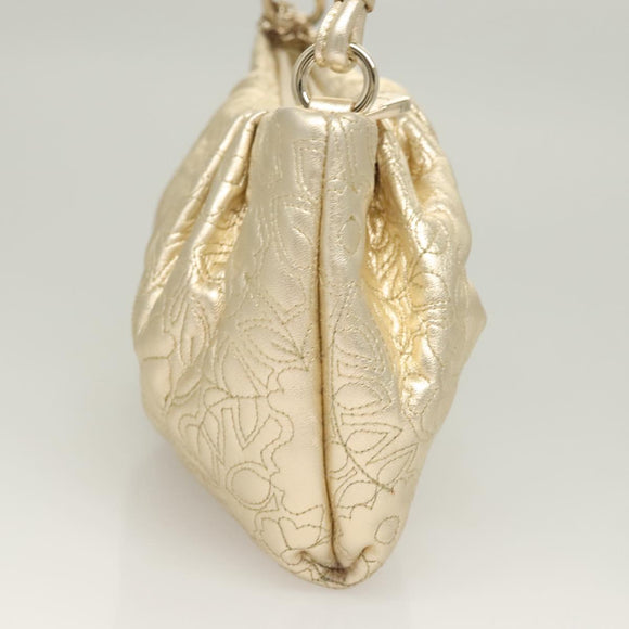 BALLY Shoulder Bag Leather Champagne Gold Auth 129006