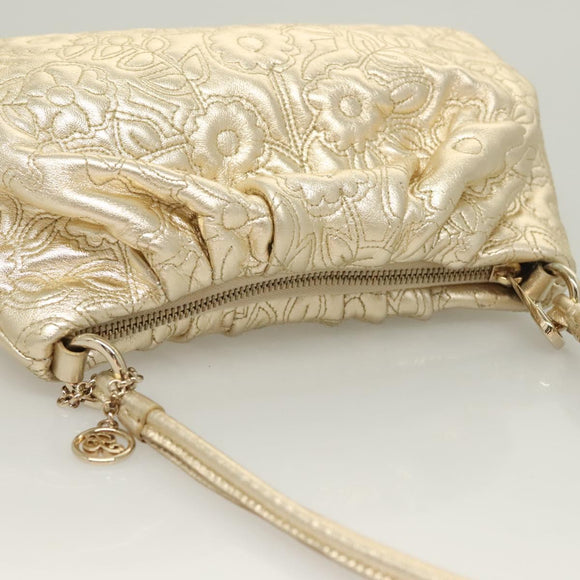 BALLY Shoulder Bag Leather Champagne Gold Auth 129006