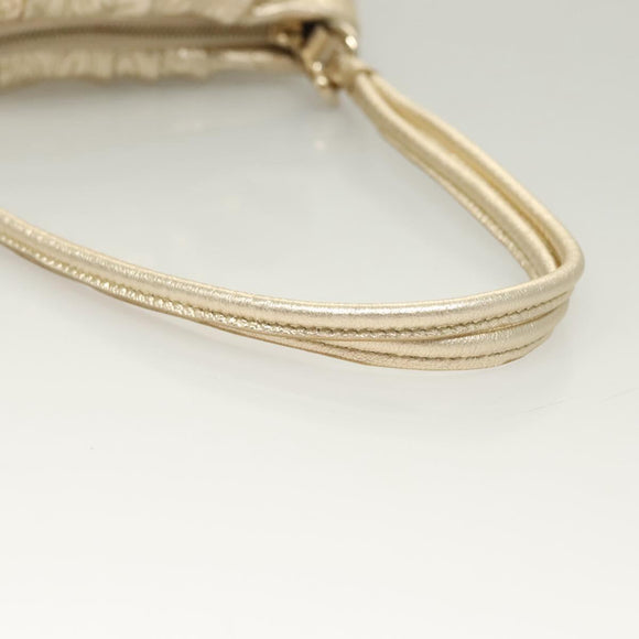 BALLY Shoulder Bag Leather Champagne Gold Auth 129006