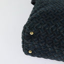 BALLY Hand Bag Suede Leather 2way Blue Gold Auth 129007-17