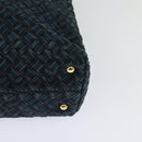 BALLY Hand Bag Suede Leather 2way Blue Gold Auth 129007-18