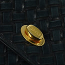 BALLY Hand Bag Suede Leather 2way Blue Gold Auth 129007-19