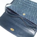 BALLY Hand Bag Suede Leather 2way Blue Gold Auth 129007-10