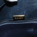 BALLY Hand Bag Suede Leather 2way Blue Gold Auth 129007-20