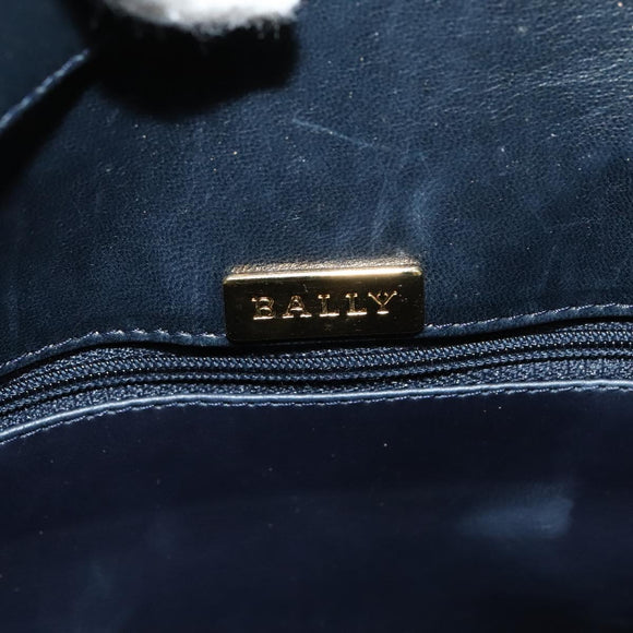 BALLY Hand Bag Suede Leather 2way Blue Gold Auth 129007