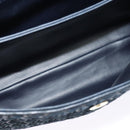 BALLY Hand Bag Suede Leather 2way Blue Gold Auth 129007-11