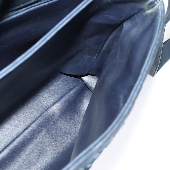 BALLY Hand Bag Suede Leather 2way Blue Gold Auth 129007