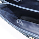 BALLY Hand Bag Suede Leather 2way Blue Gold Auth 129007-22