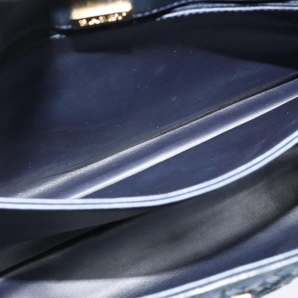 BALLY Hand Bag Suede Leather 2way Blue Gold Auth 129007