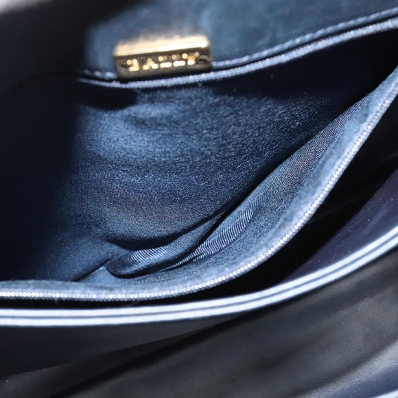 BALLY Hand Bag Suede Leather 2way Blue Gold Auth 129007