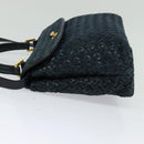 BALLY Hand Bag Suede Leather 2way Blue Gold Auth 129007-3