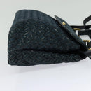 BALLY Hand Bag Suede Leather 2way Blue Gold Auth 129007-4